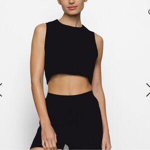 SKIMS Black Crop Top and Shorts Set‎